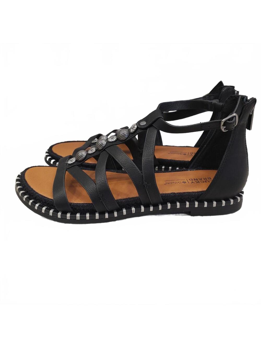 Lucky Brand Womens Korina Beaded Gladiator Sandals Size 7.5 Black Leather - Picture 5 of 9